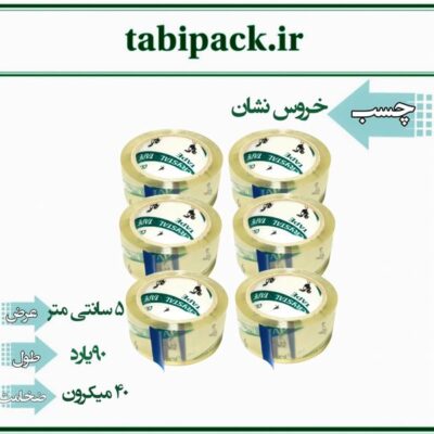 چسب پهن خروس 5 سانتی 90یاردی 40 میکرون-6عددی